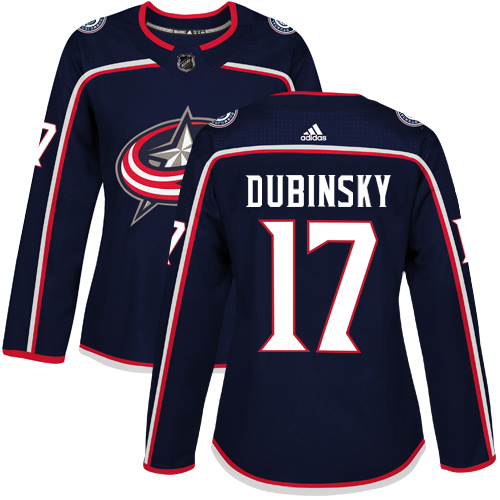 Adidas Columbus Blue Jackets 17 Brandon Dubinsky Navy Blue Home Authentic Women Stitched NHL Jersey